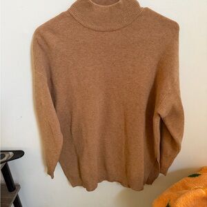 stradivarius Camel Ribbed Turtleneck Sweater